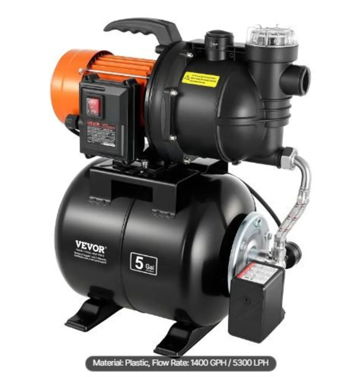 1100W Shallow Well Pump with Pressure Tank - Image 4