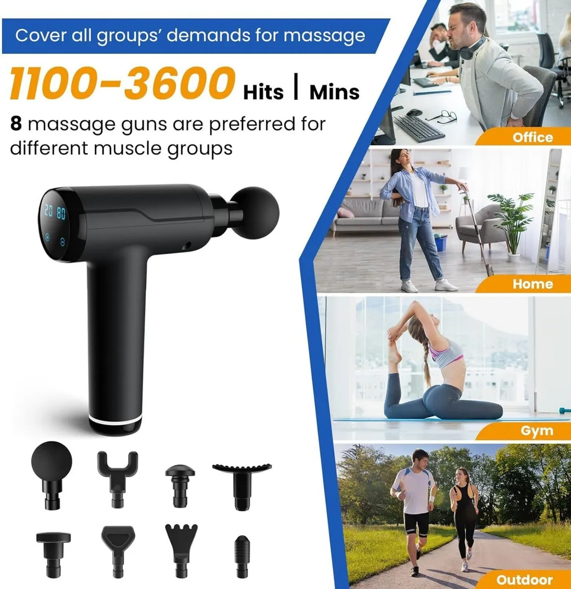 Portable Massage Gun with 8 Massage Heads - Image 2