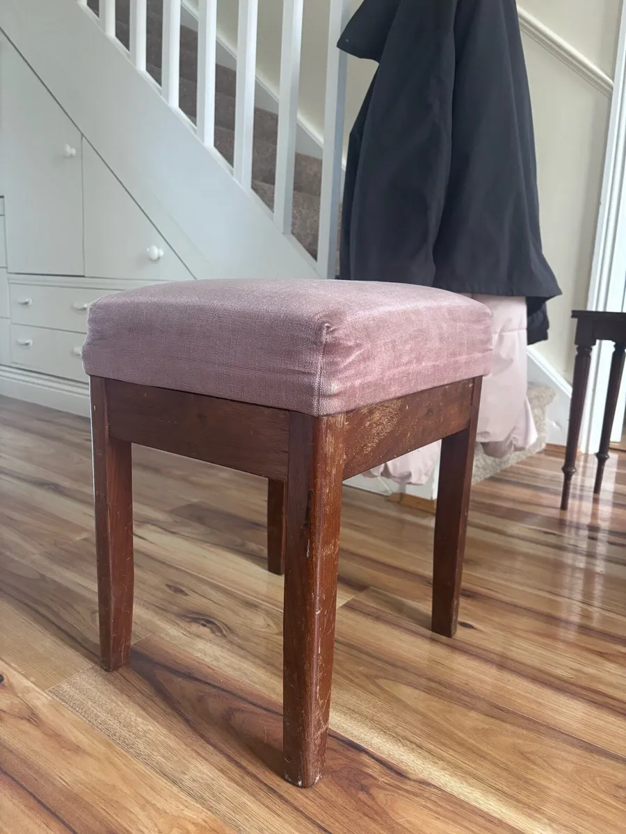 2 x Wooden Upholstered Footstools – €70 for Both - Image 1