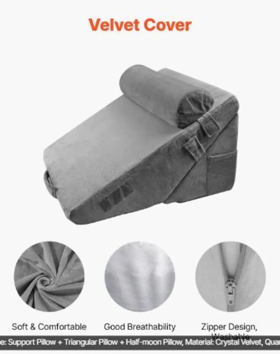 Bed Wedge Pillow for Sleeping, 3 Pcs - Image 4