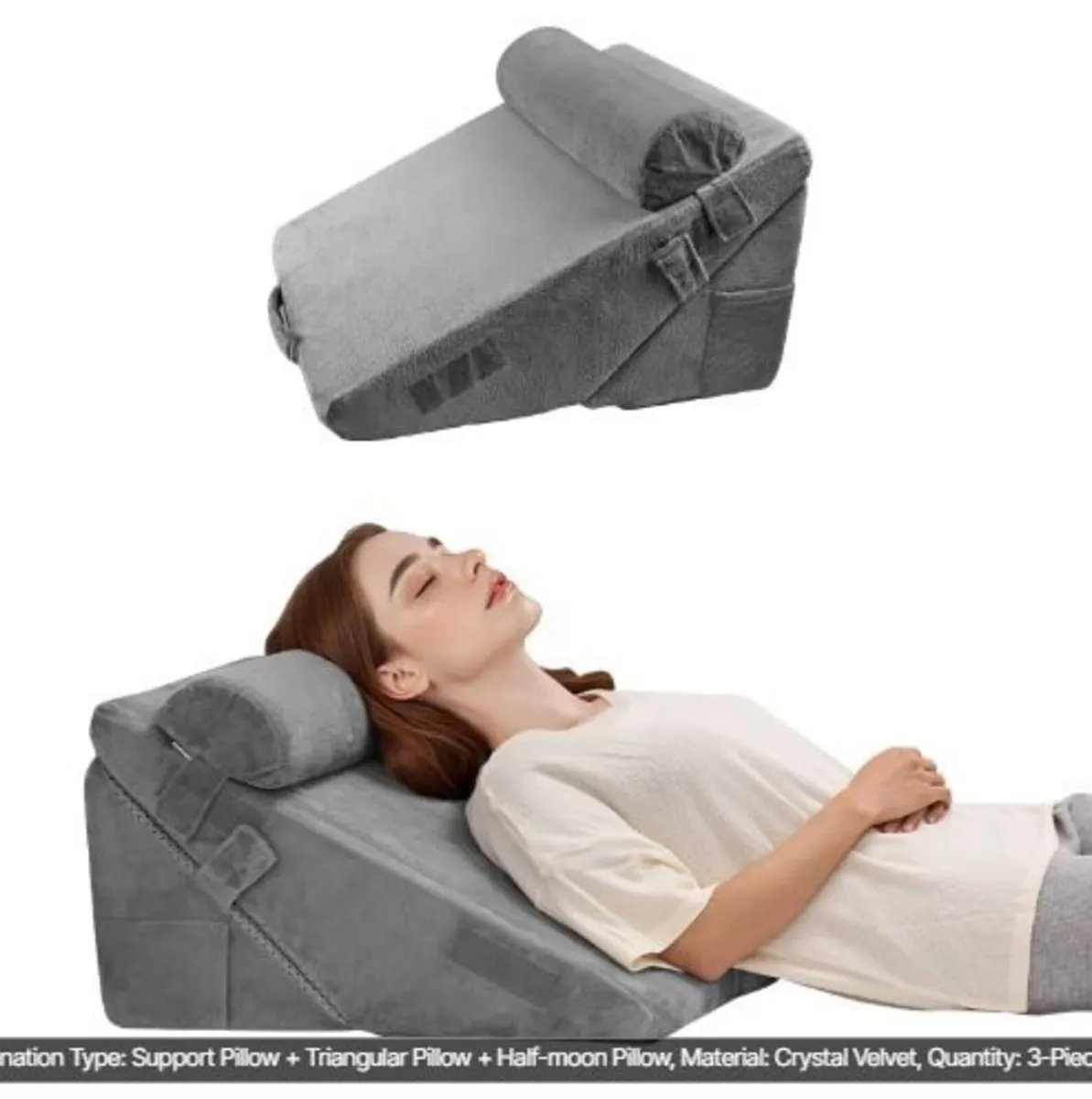 Bed Wedge Pillow for Sleeping, 3 Pcs - Image 1