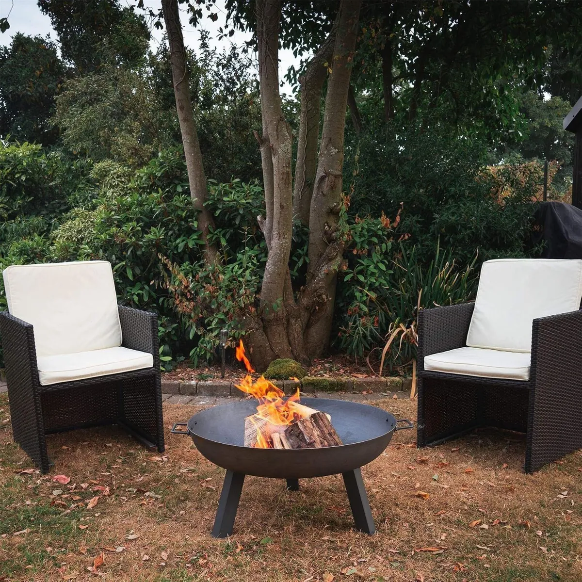Raw Iron Garden Fire Pit Burner with Handles - Image 2