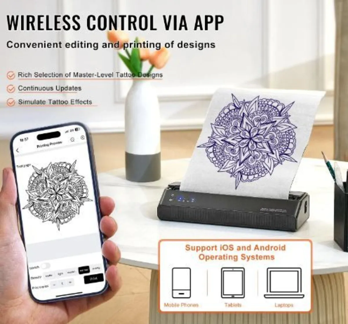 Tattoo Transfer Stencil Printer, Wireless Bluetoot - Image 2