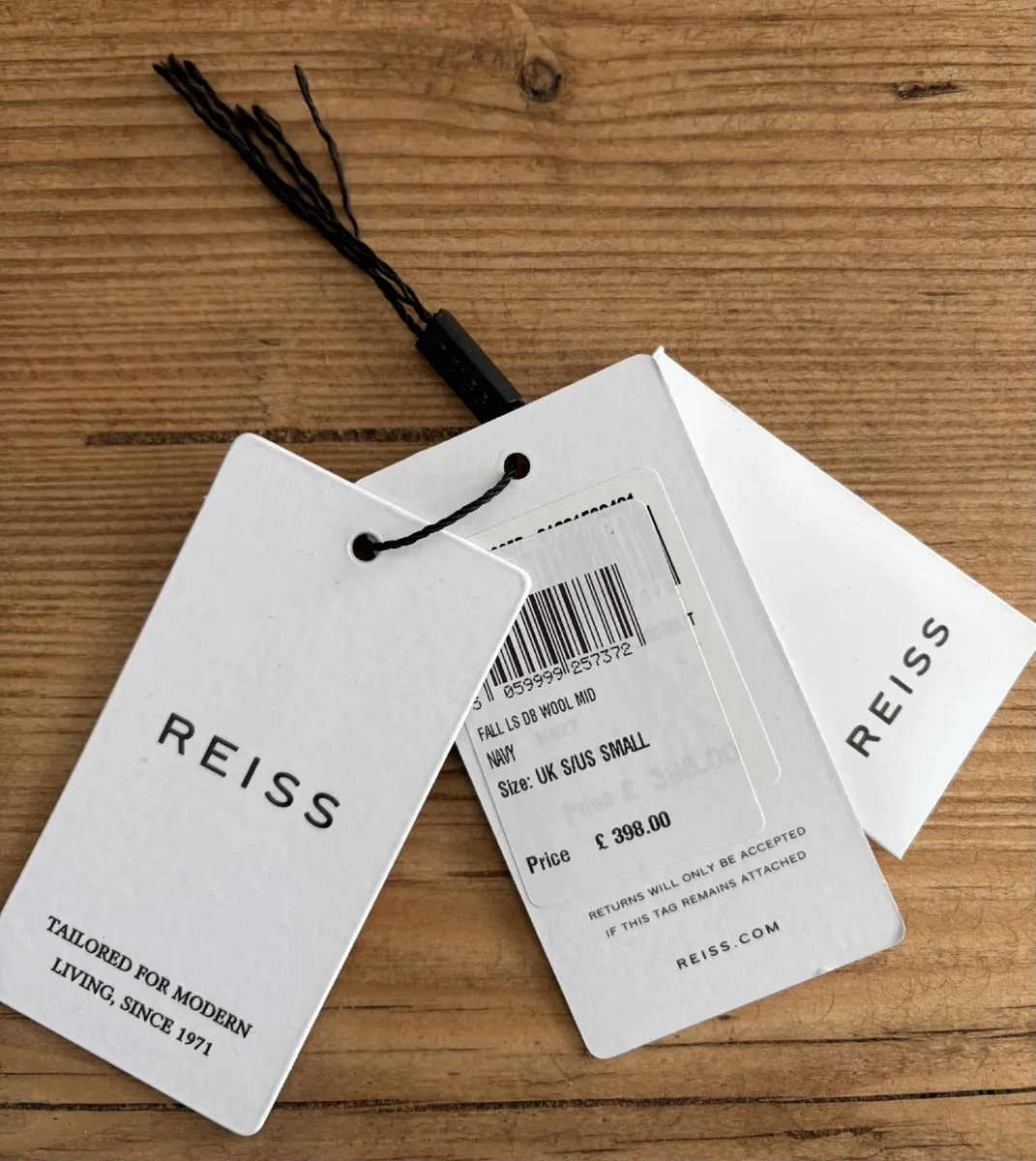REISS Double Breasted Wool Blend Coat in Navy - Image 3