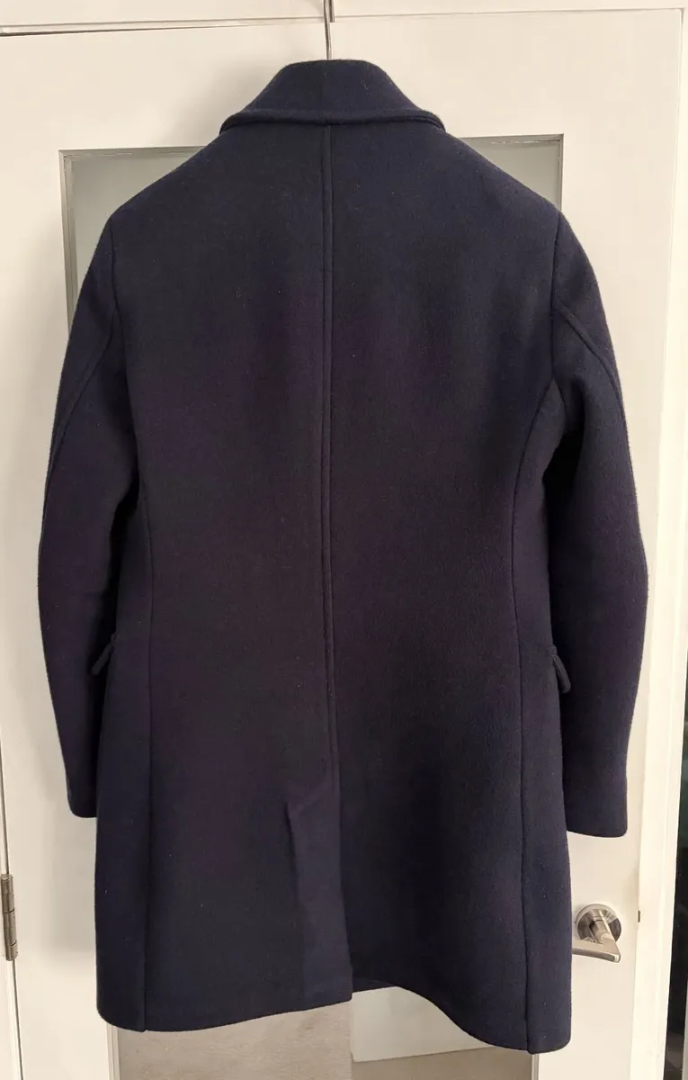 REISS Double Breasted Wool Blend Coat in Navy - Image 4