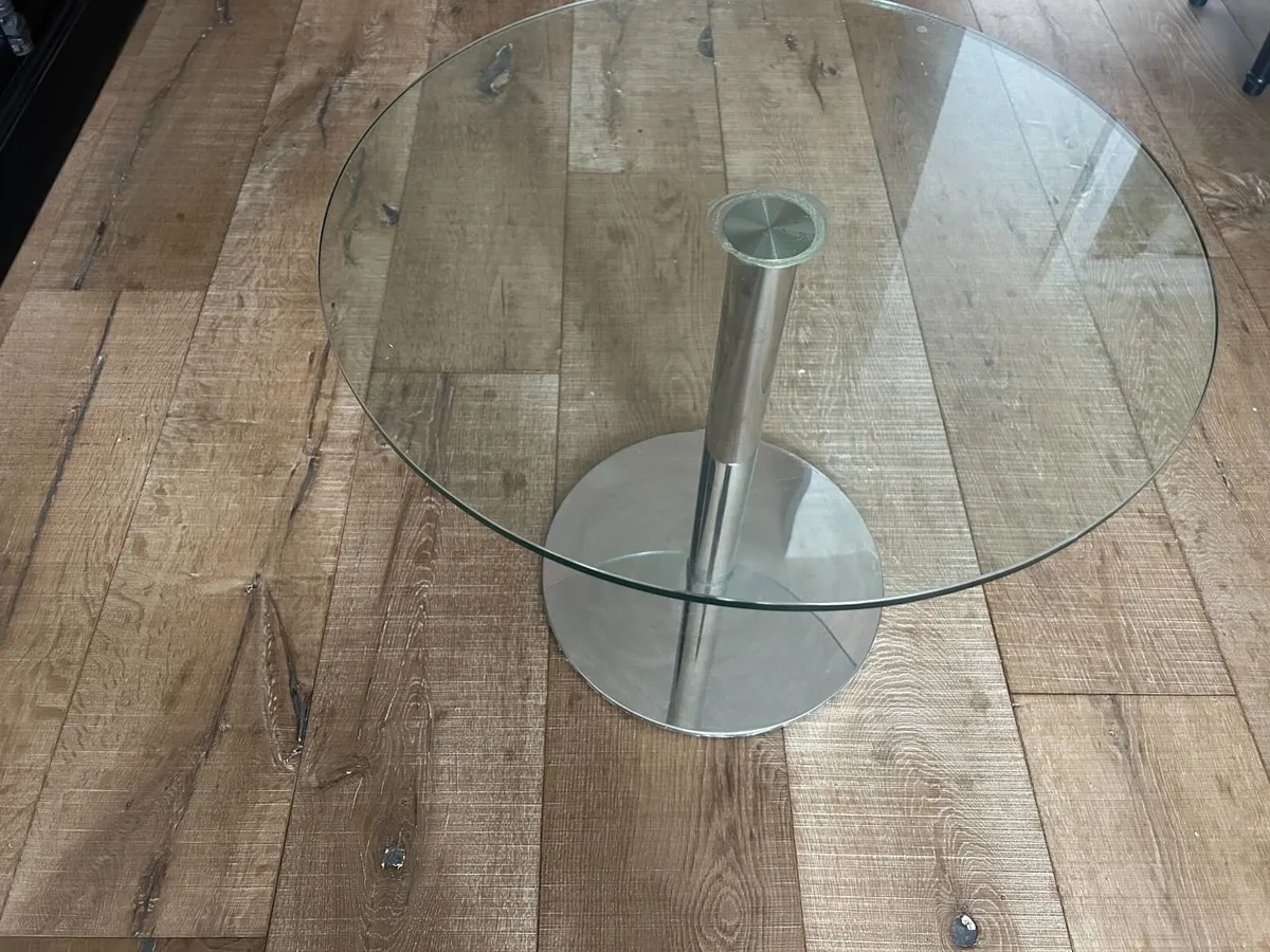 Round Glass Coffee / Side Table – Chrome base - Image 2