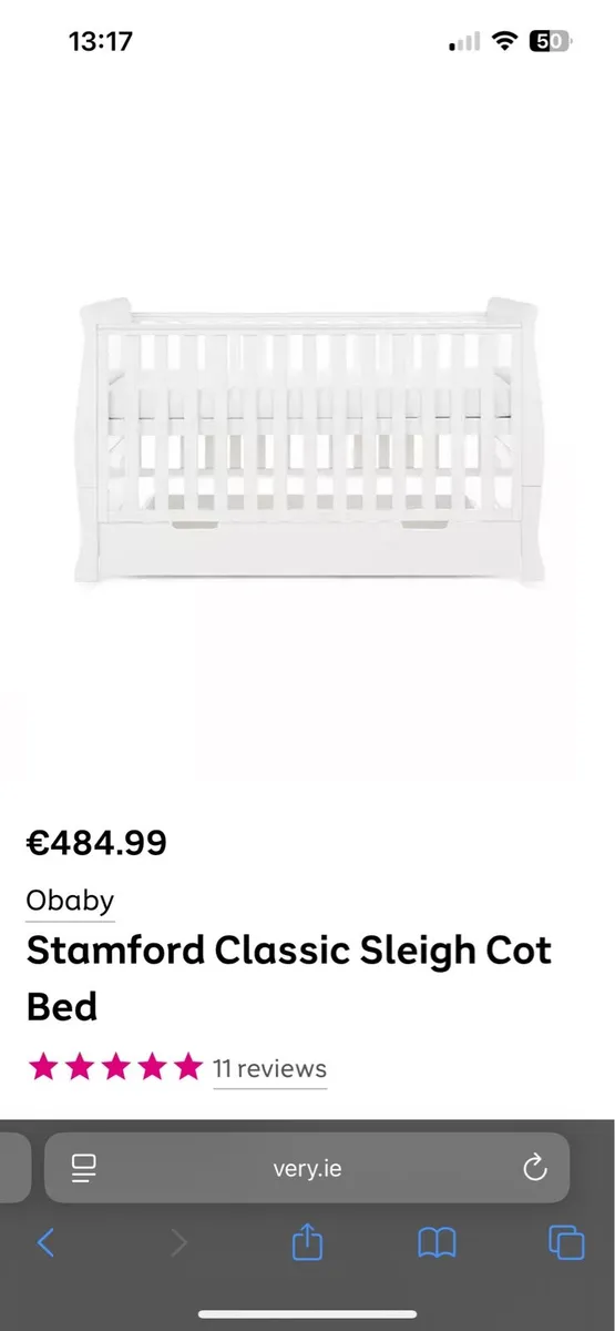 Obaby Stamford Classic Sleigh Cot Bed - Image 4