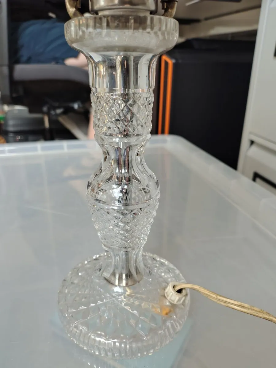 Vintage Cut Crystal Lamp&Fringed Floral shade - Image 1