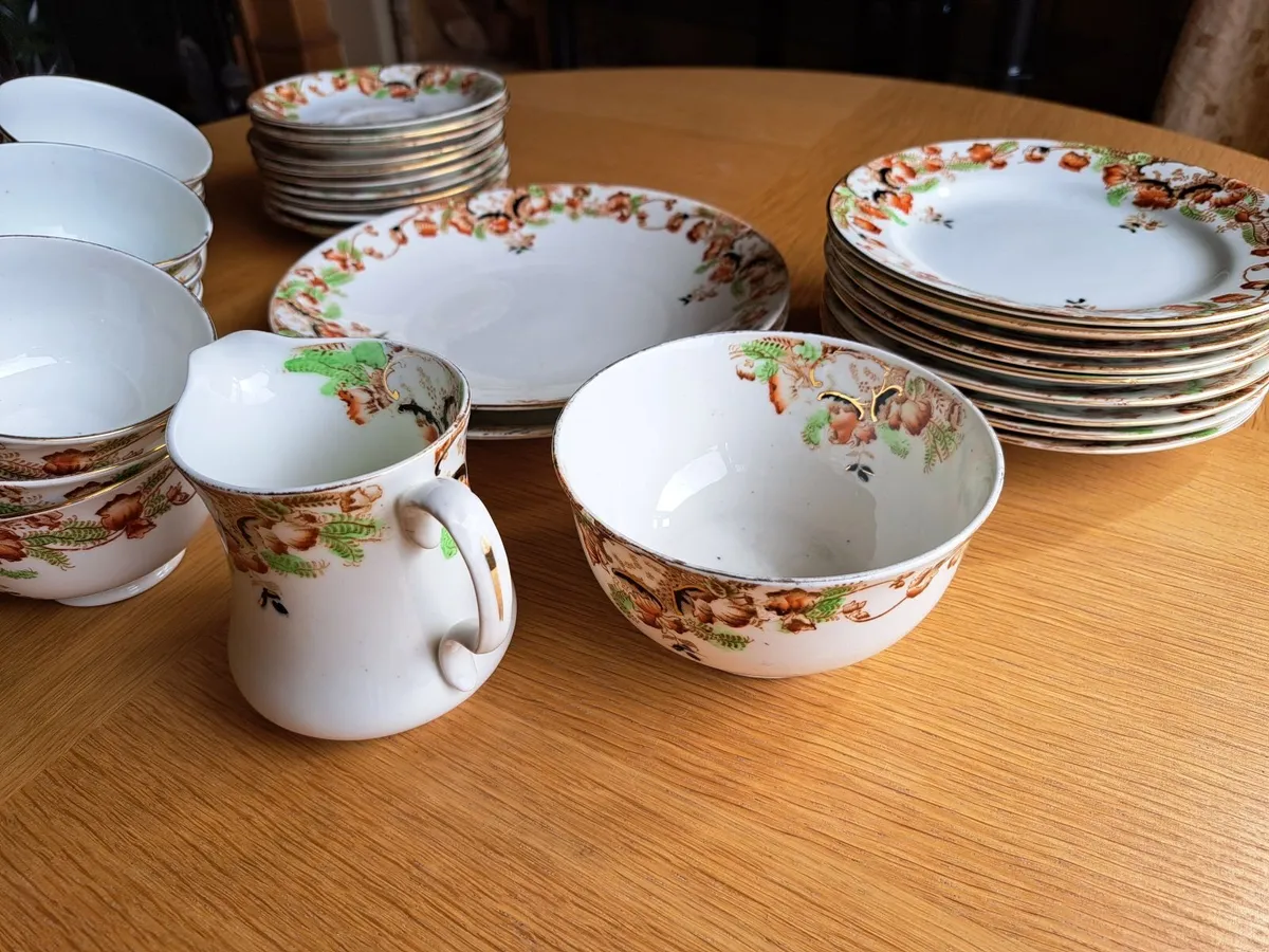 Antique China 32-Piece Tea Set - Image 3