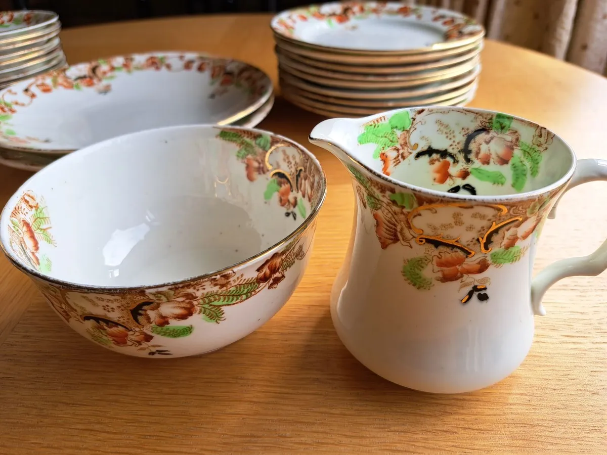 Antique China 32-Piece Tea Set - Image 2