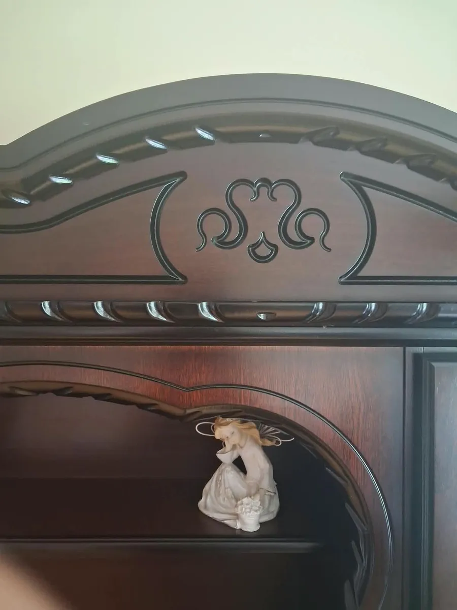 Large Dark Wood Display Cabinet & Sideboard - Image 4