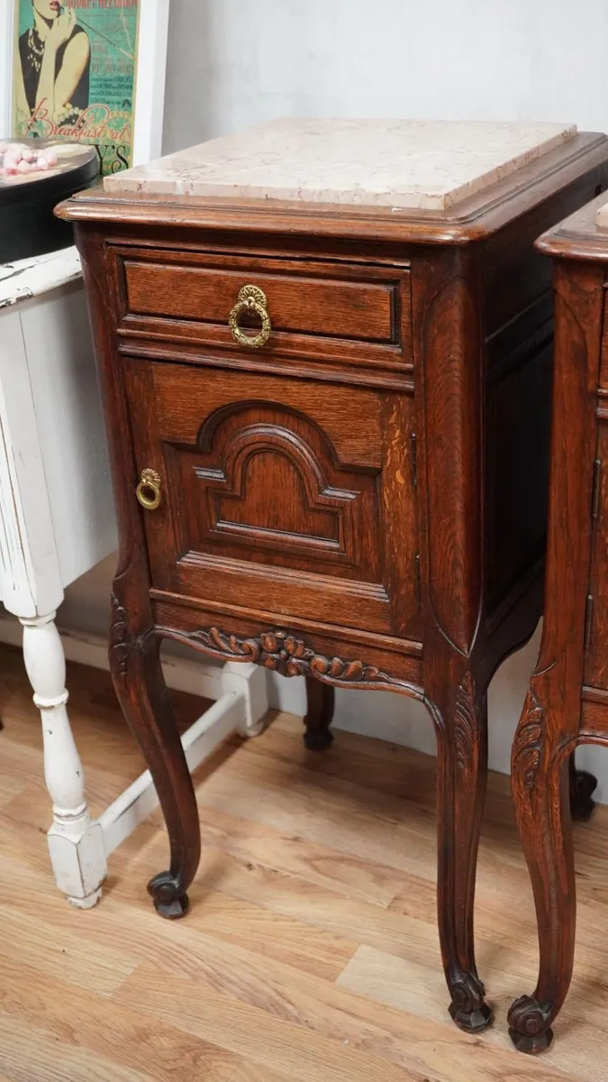 Pair of Antique French Oak Bedside Cabinets - Image 4