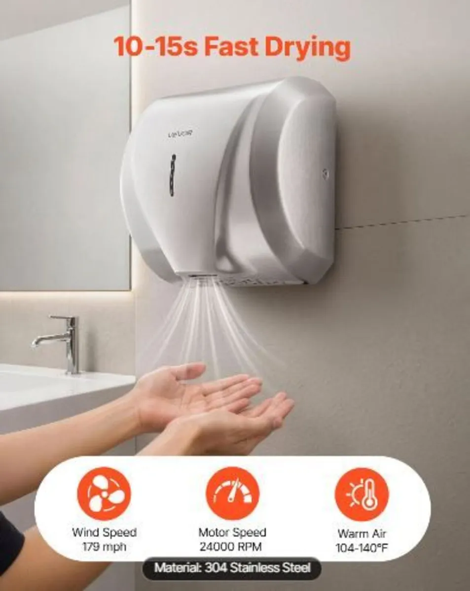 Hand Dryer, 1800W Bathroom Air Hand - Image 2