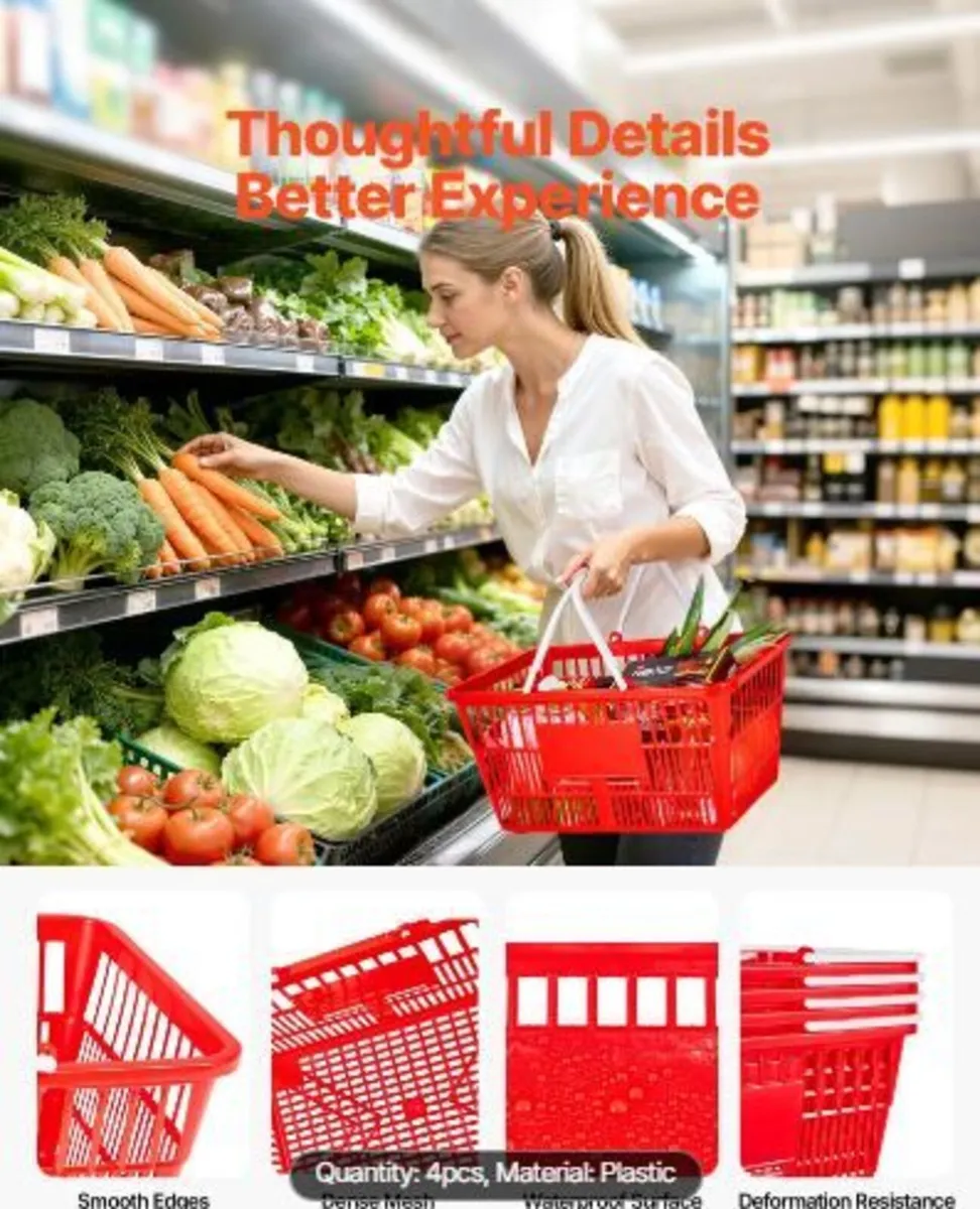 Shopping Baskets, 4 PCS, 21L Stackable - Image 2