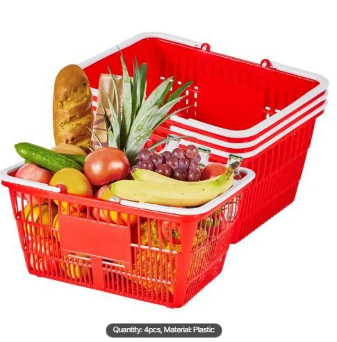 Shopping Baskets, 4 PCS, 21L Stackable - Image 3