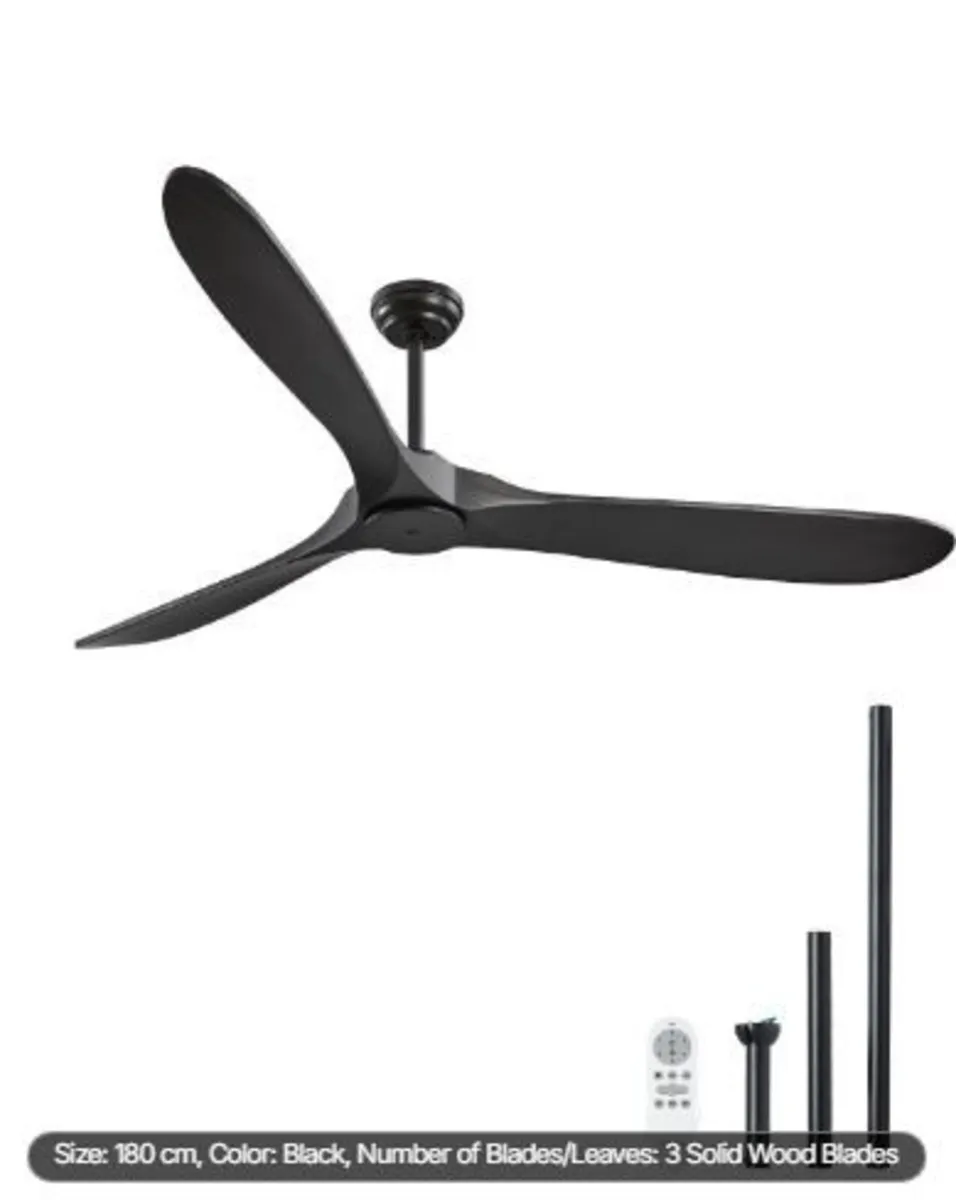 72 Inch Ceiling Fan without Light, 6-Speed Remote - Image 2