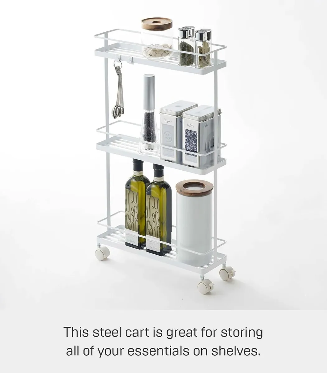 Slim Kitchen Storage Cart Steel Minimalist - Image 2