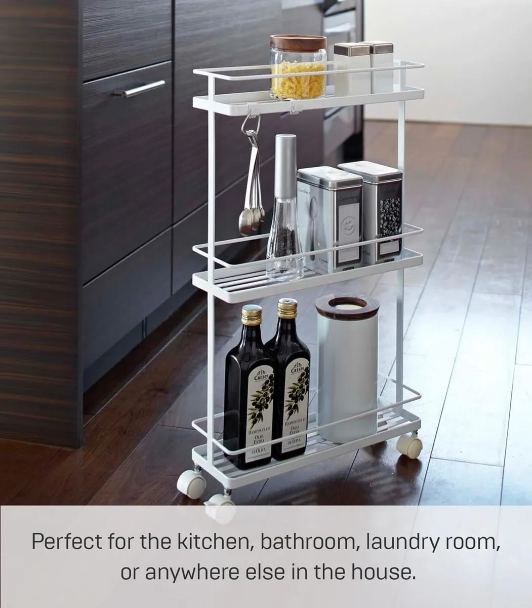 Slim Kitchen Storage Cart Steel Minimalist - Image 3