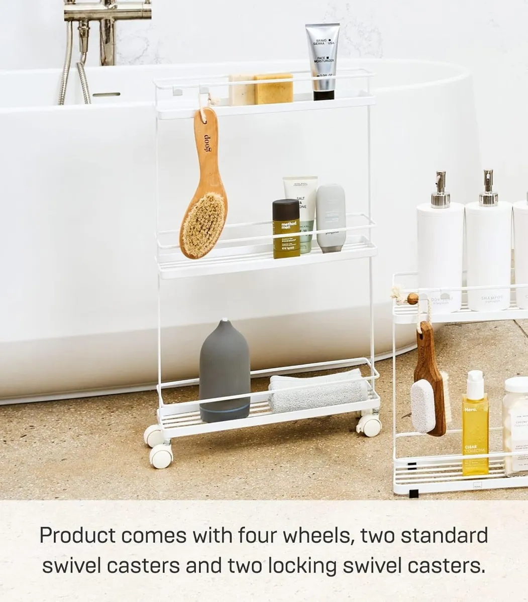 Slim Kitchen Storage Cart Steel Minimalist - Image 4