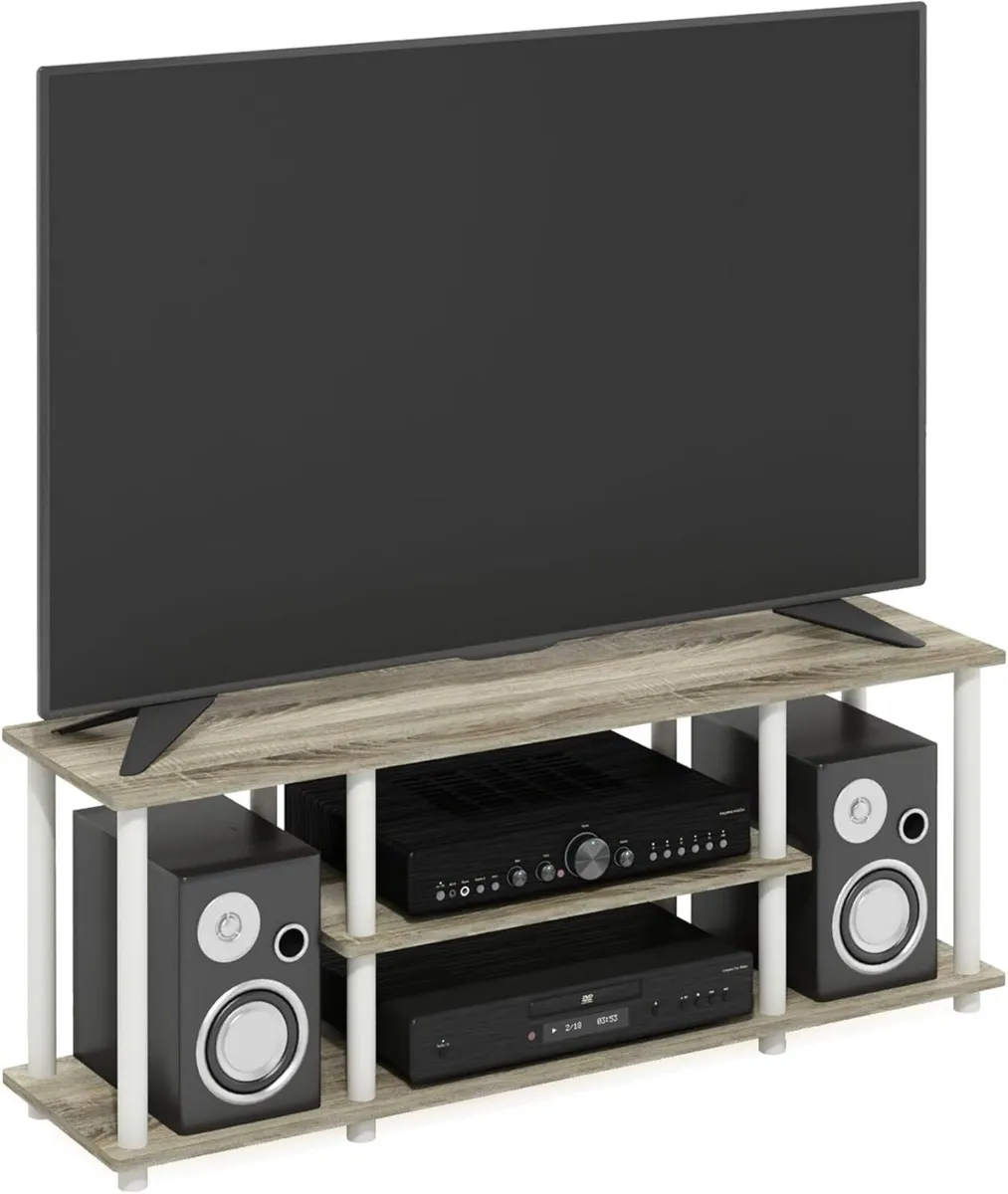 Turn-N-Tube 3-Tier Tool-Free TV Stand Walnut - Image 1