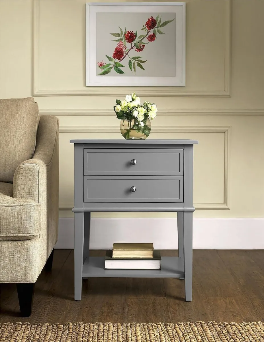 Ameriwood Franklin Accent Table with 2 Drawers MDF - Image 2