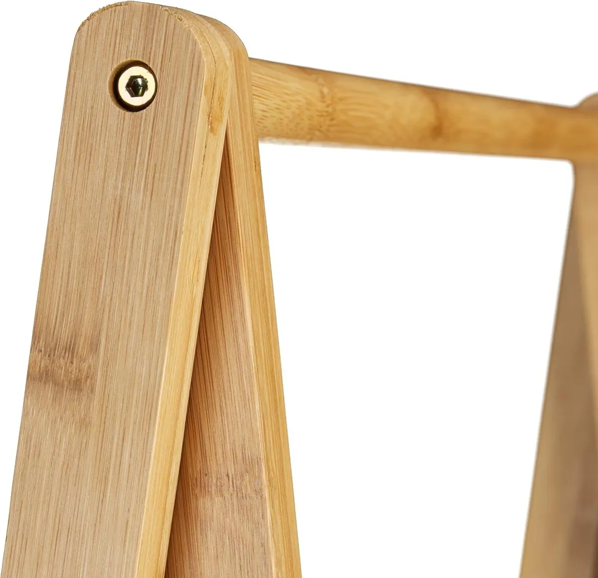 Bamboo Clothes Stand 2 Shelves Garment Rails - Image 4