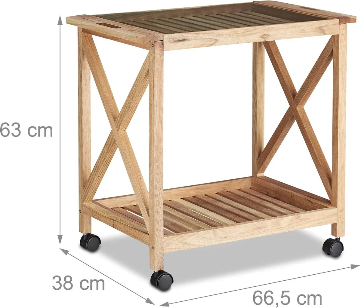 Wooden Kitchen Cart with Wheels Serving Trolley - Image 4