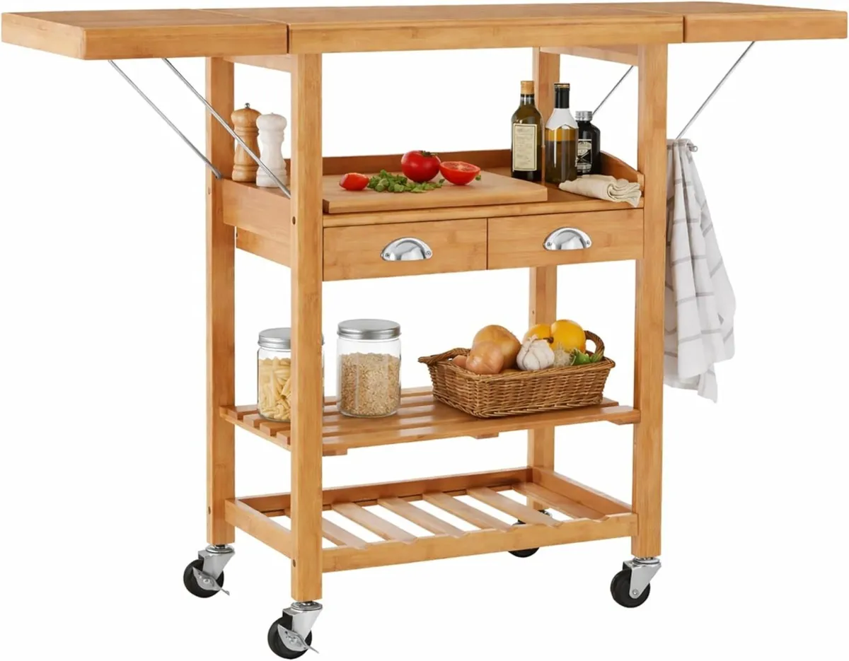 Kitchen Trolley Wood Natural - Image 1
