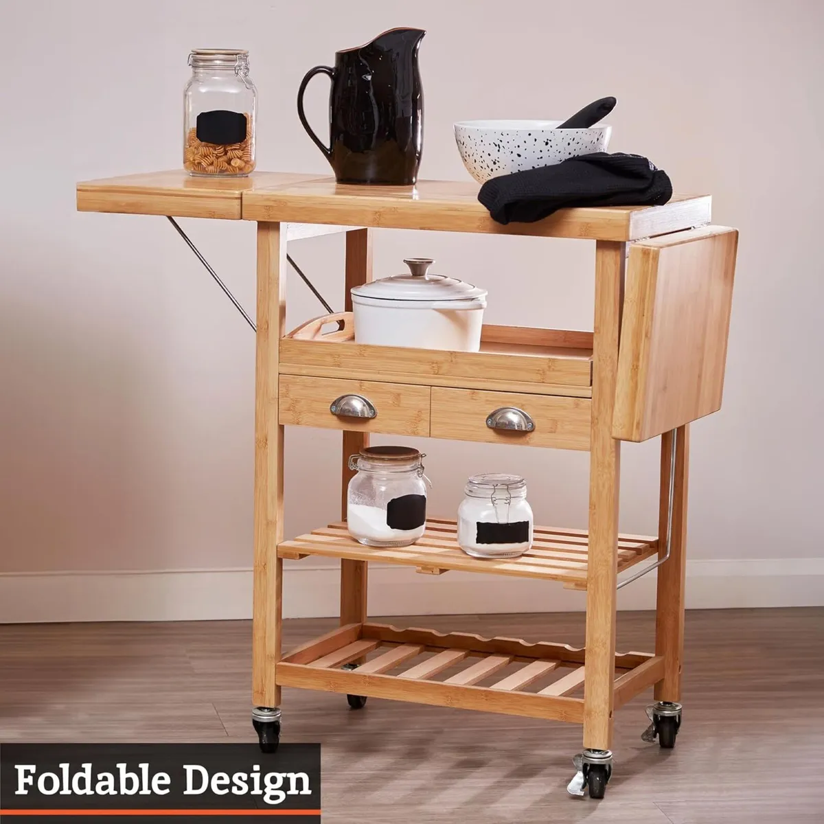 Kitchen Trolley Wood Natural - Image 4