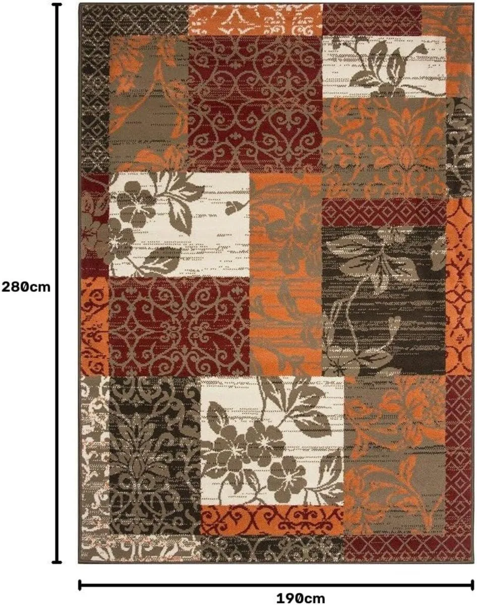 Milan Floral Patchwork Living Room Accent Area Rug - Image 2