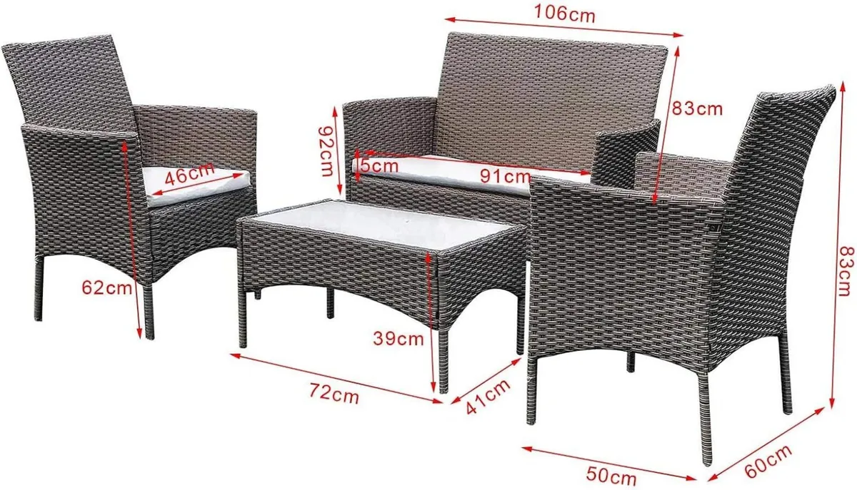 S0009-Br 4 Pieces Garden Furniture Set 1 Table - Image 2