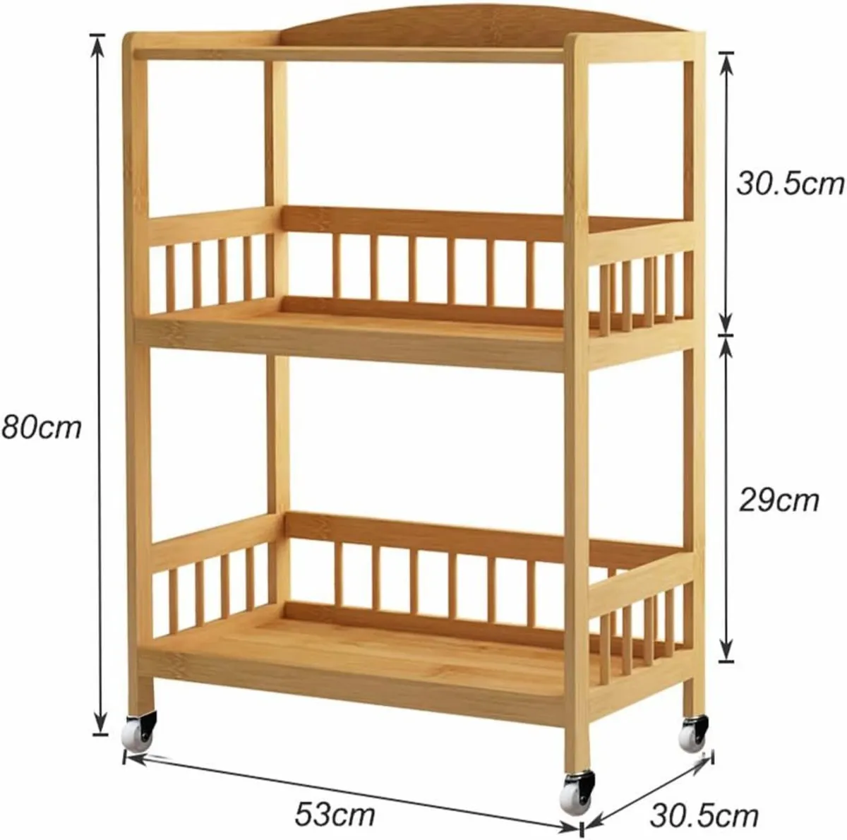Ks- Kitchen Trolley Storage Serving Bamboo Cart - Image 2