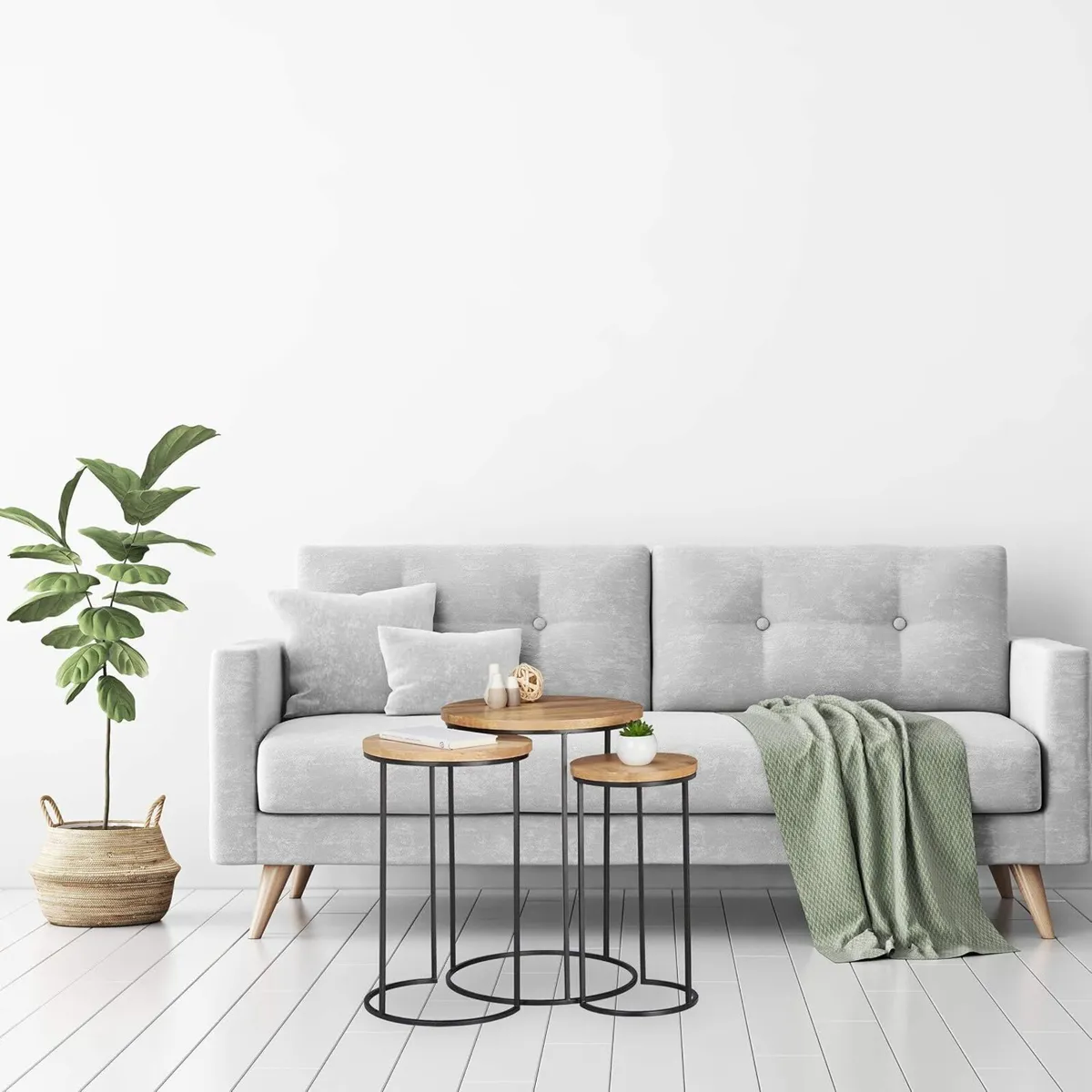 Nested Side Tables Round Tabletops 3 Sizes Metal - Image 2