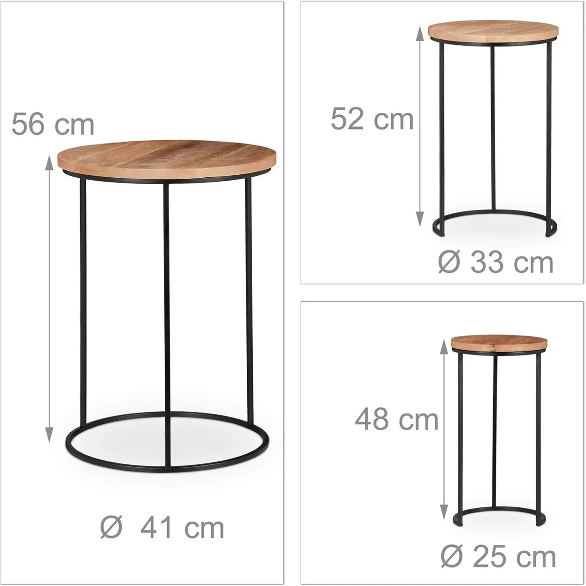 Nested Side Tables Round Tabletops 3 Sizes Metal - Image 3