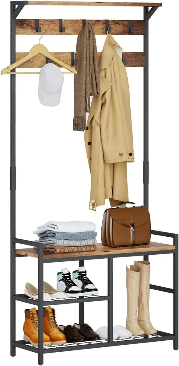 Industrial Coat Rack Freestanding Hall Tree - Image 1