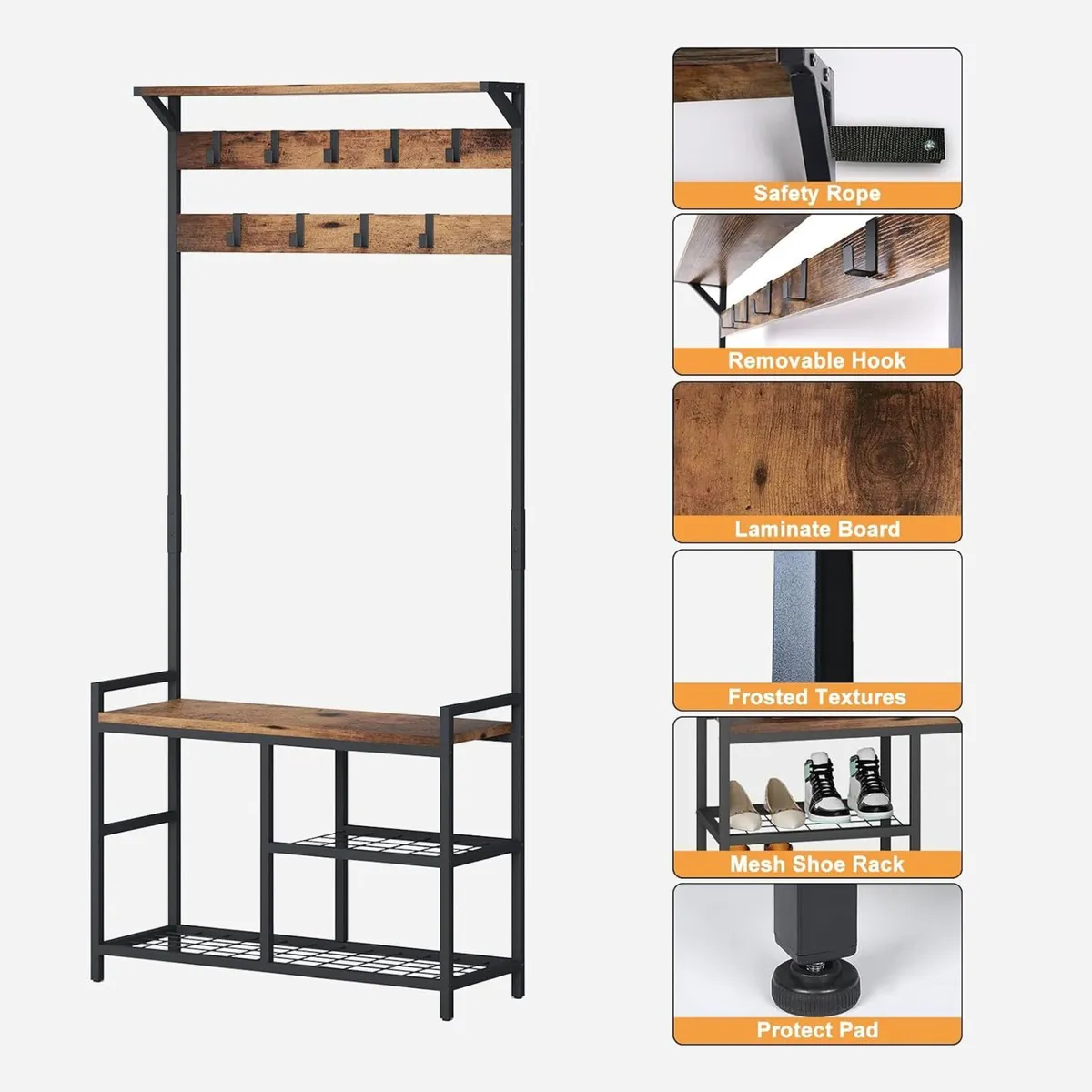 Industrial Coat Rack Freestanding Hall Tree - Image 4