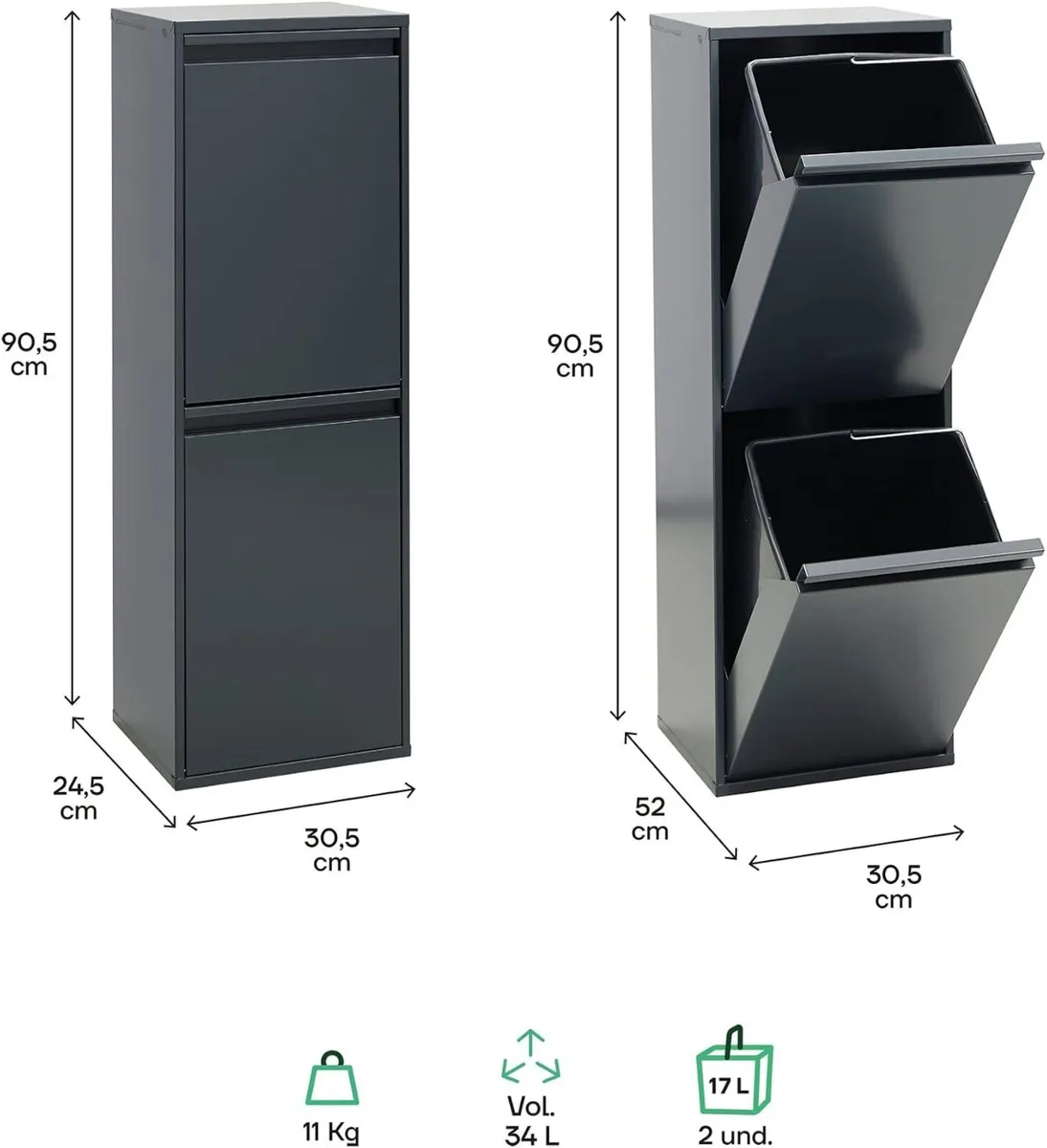 Waste Separation and Recycling Bin in Steel - Image 4