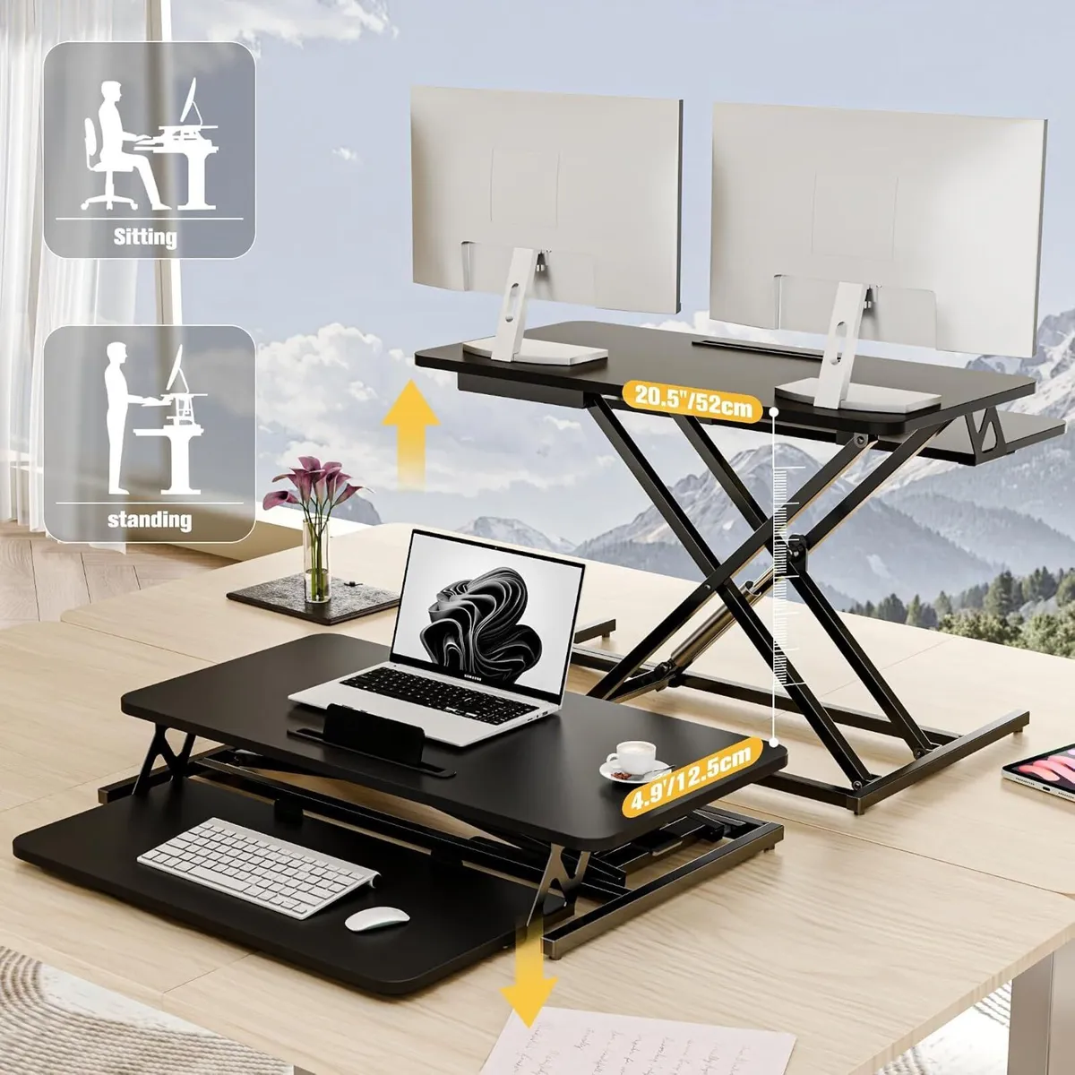 Height Adjustable Standing Desk Converter - Image 4