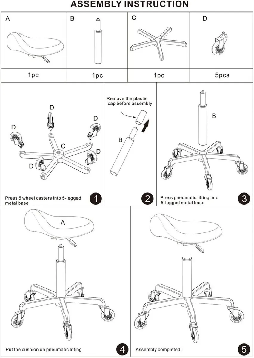 Professional Saddle Stool with Wheels Ergonomic - Image 4