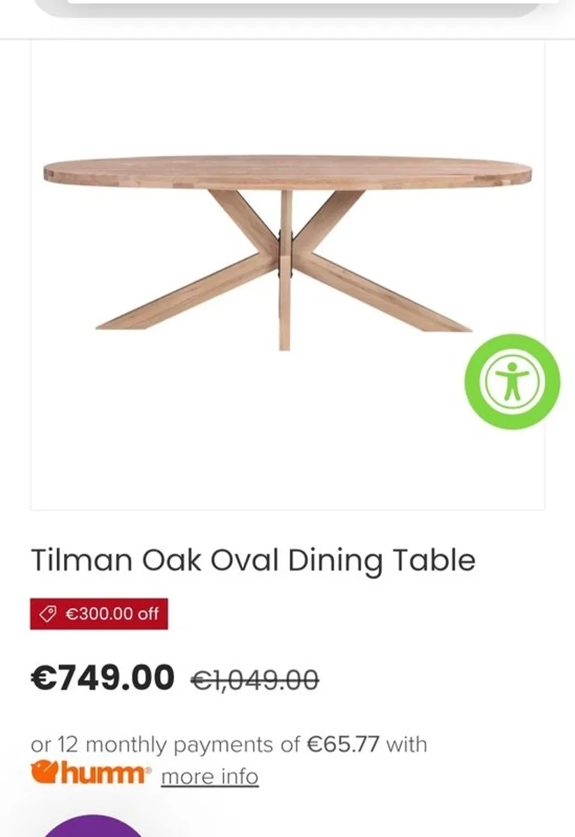 Tilman Oak Oval Dining Table - Image 1