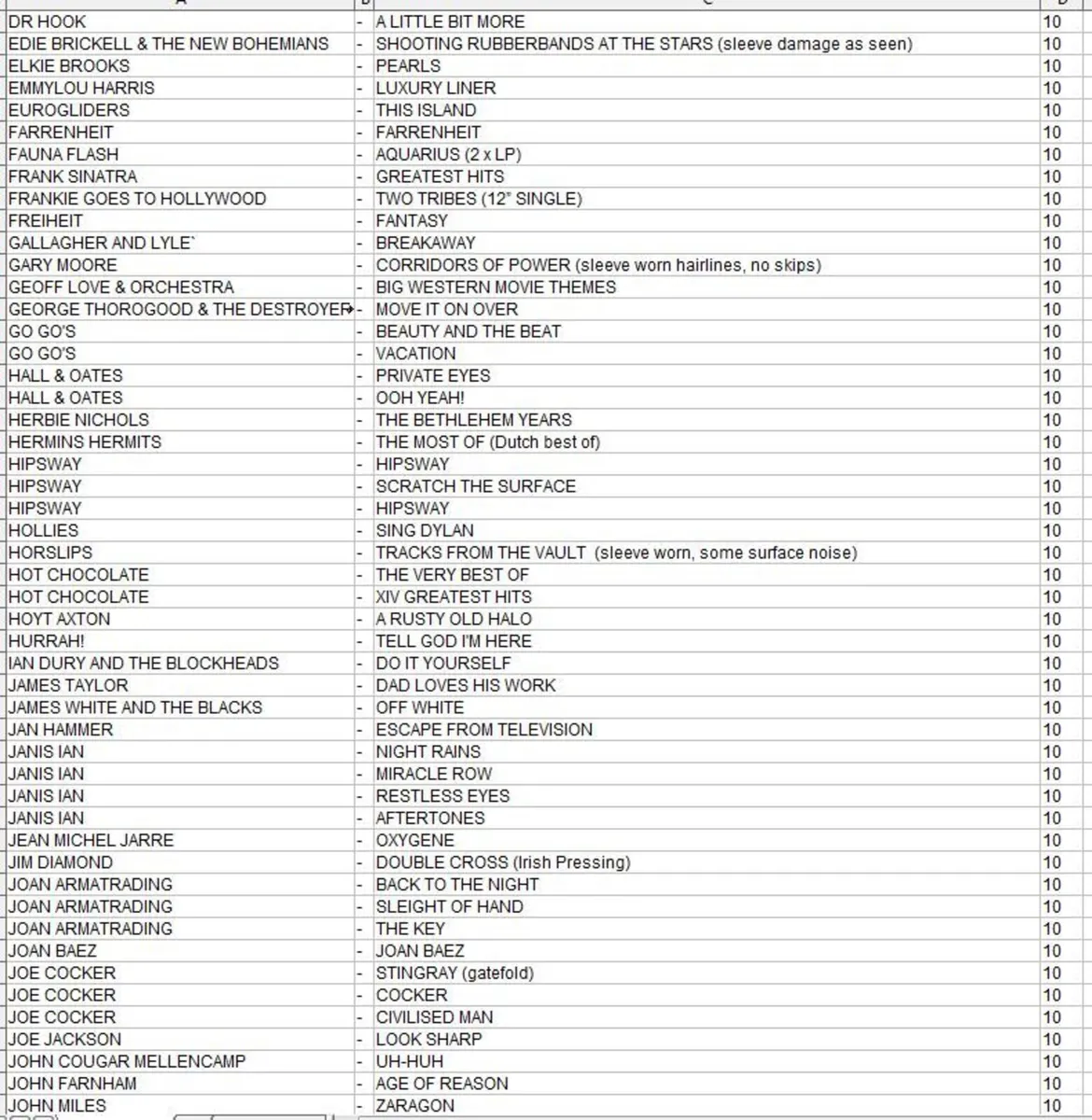 UPDATED LIST OF 60s/70s/80s VINYL RECORDS FOR SALE - Image 1