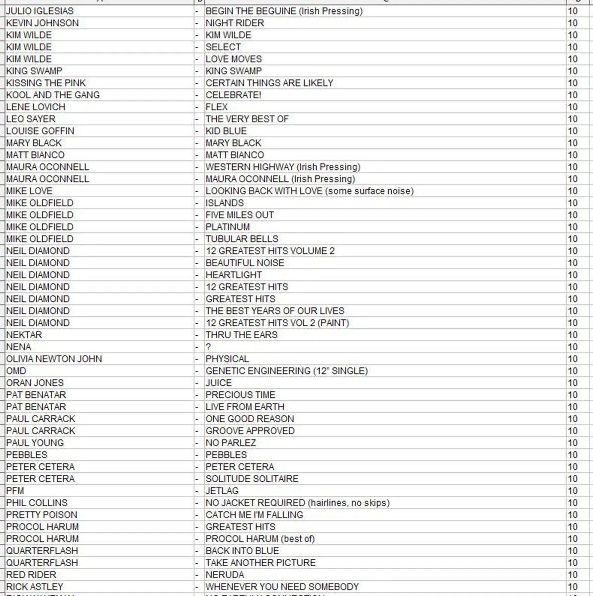 UPDATED LIST OF 60s/70s/80s VINYL RECORDS FOR SALE - Image 2