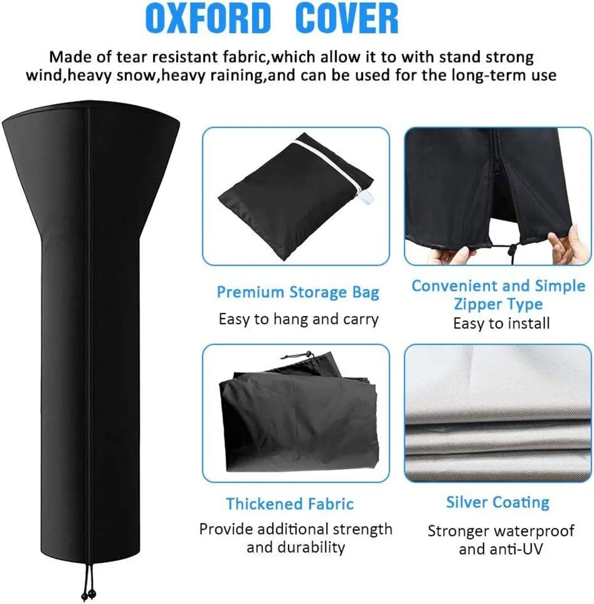 Waterproof Patio Heater Cover with Zipper - Image 3