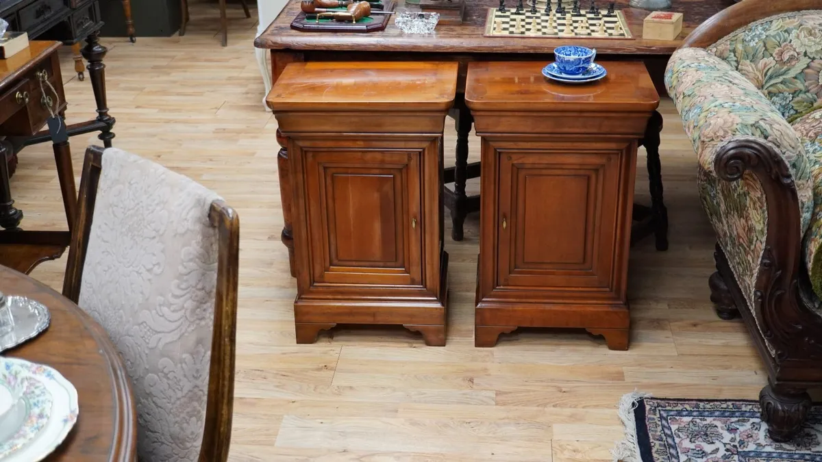 Pair of Cherry Wood Bedside Cabinets - Image 1