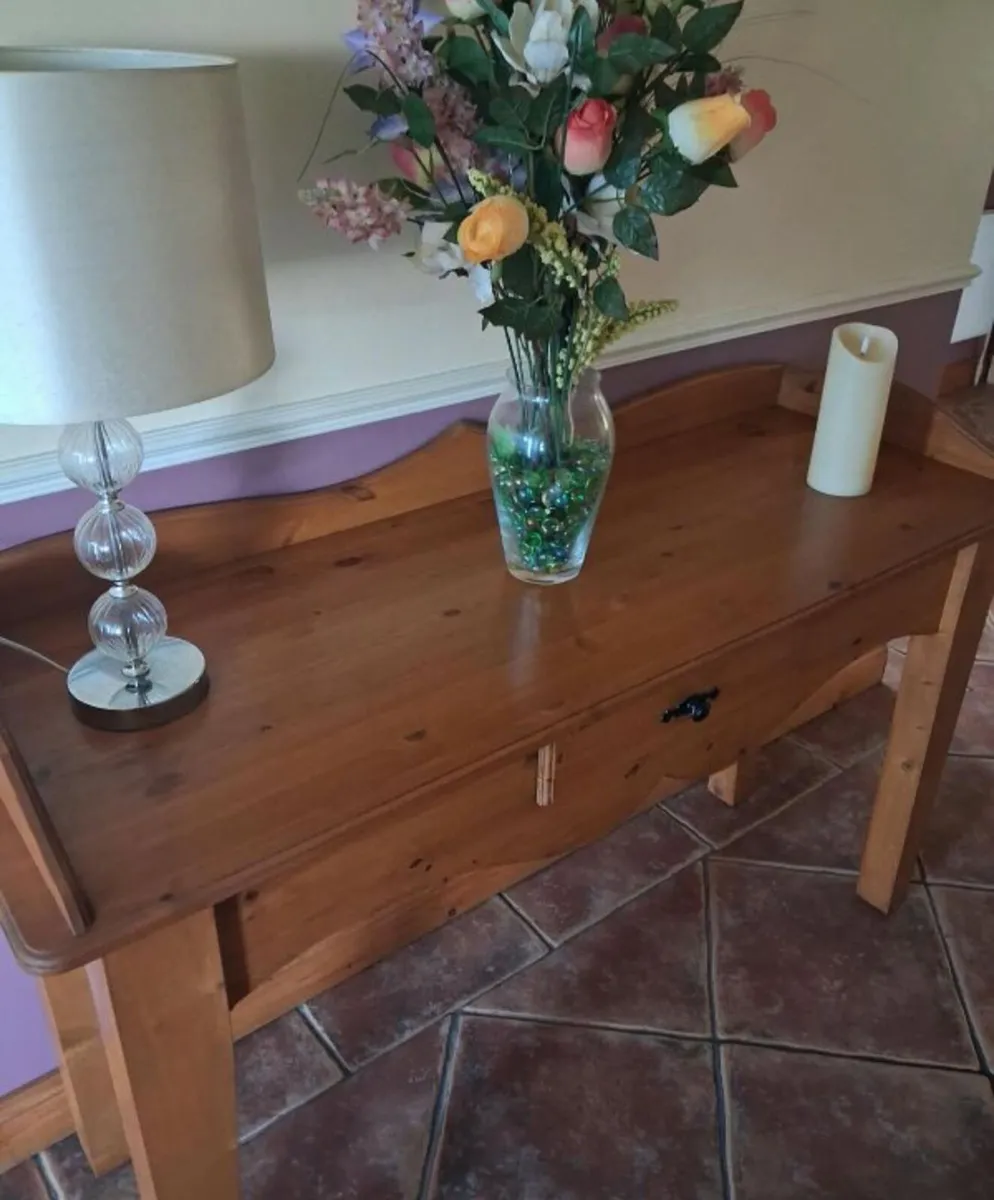 Solid Pine Console Table / Hallway Table with Draw - Image 1