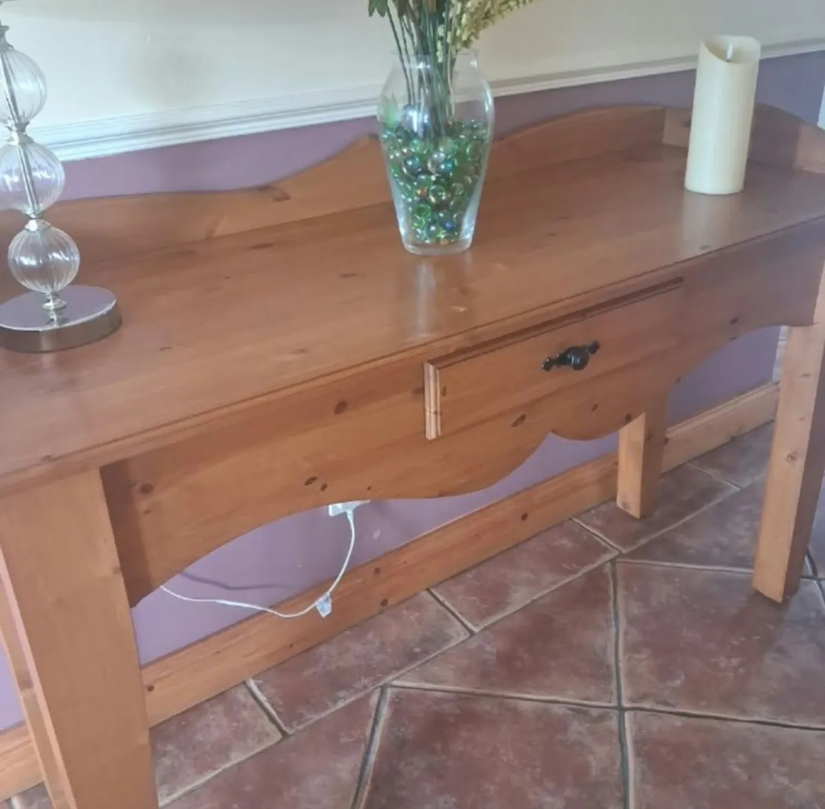 Solid Pine Console Table / Hallway Table with Draw - Image 3