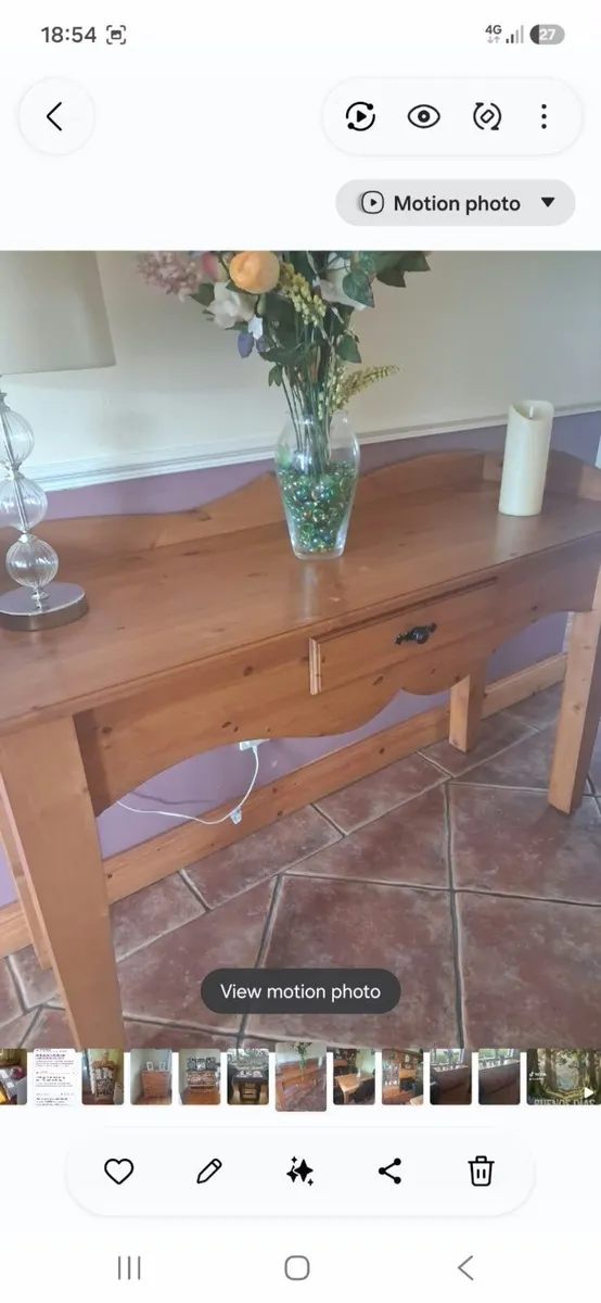 Solid Pine Console Table / Hallway Table with Draw - Image 2