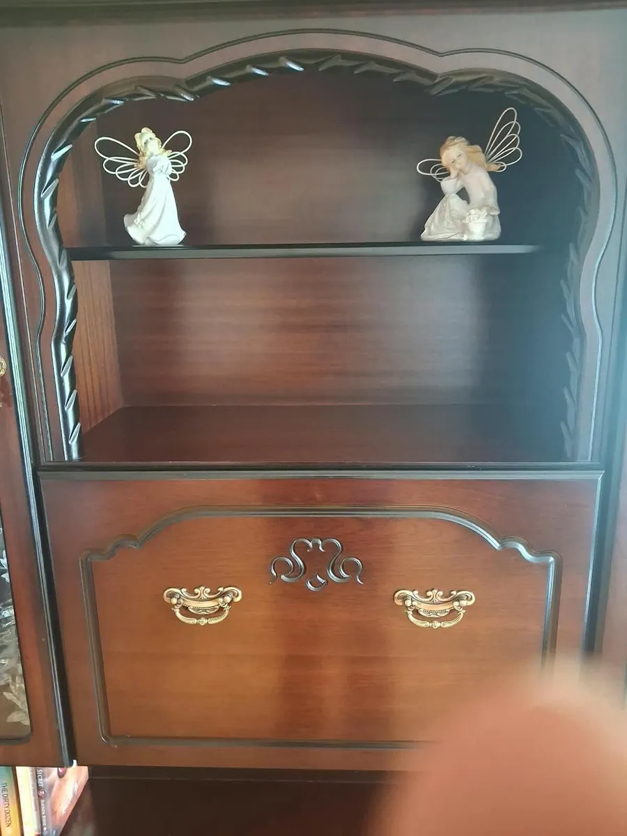 Large Dark Wood Display Cabinet & Sideboard - Image 2