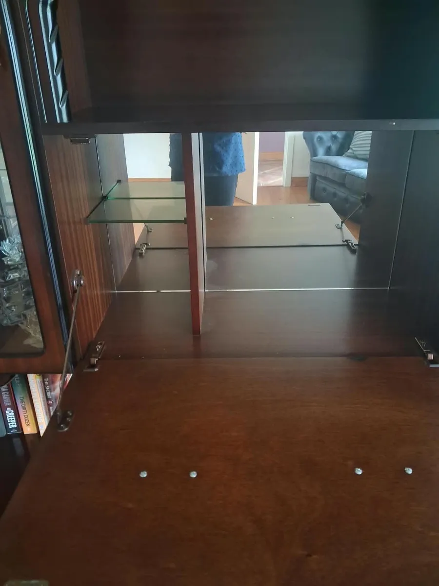 Large Dark Wood Display Cabinet & Sideboard - Image 3
