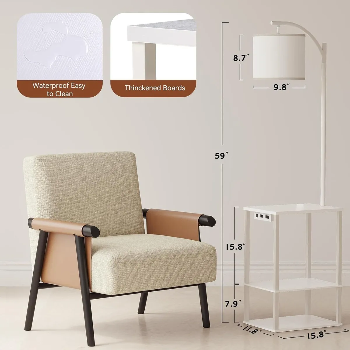 Floor Lamp with Desk Living Room Lamps Charging - Image 3